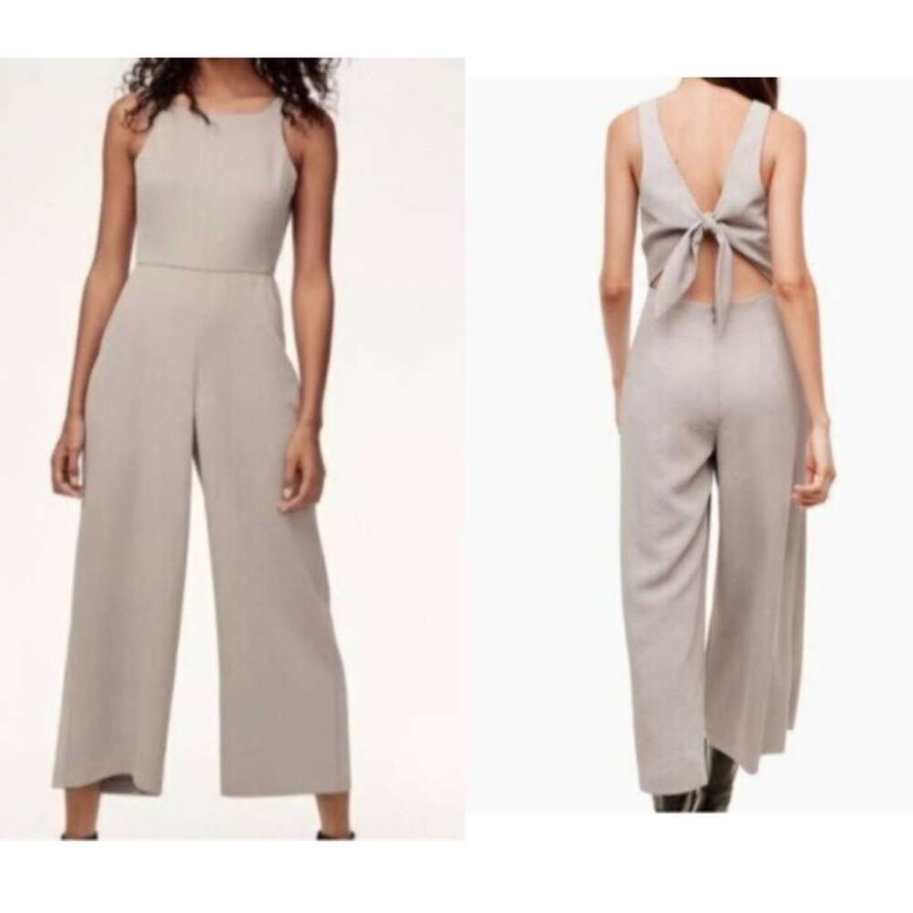 New Wilfred Ecoulement Open Tie Back Sleeveless Jumpsuit - Ashen Gray Size 8